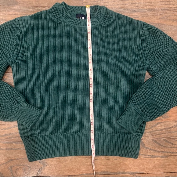 Gap Knit Sweater 100% Cotton Green Crewneck Boyfriend Chunky XS - Picture 3 of 7